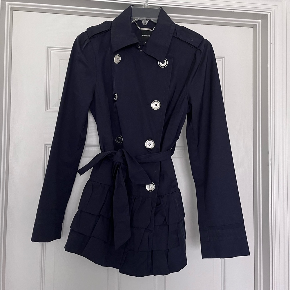 Express pea coat with ruffles